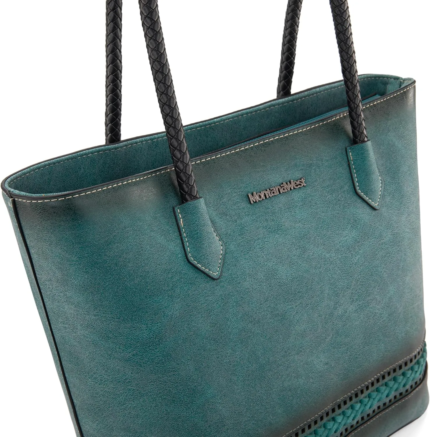 Montana West Woven Tote Bags for Women Medium Purses and Handbags with Concealed Carry Back Zipper Pocket