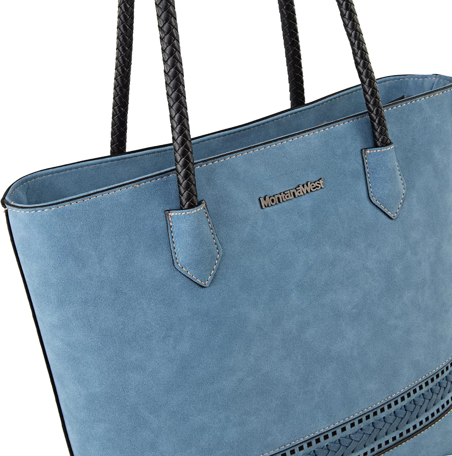 Montana West Woven Tote Bags for Women Medium Purses and Handbags with Concealed Carry Back Zipper Pocket