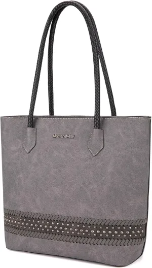 Montana West Woven Tote Bags for Women Medium Purses and Handbags with Concealed Carry Back Zipper Pocket