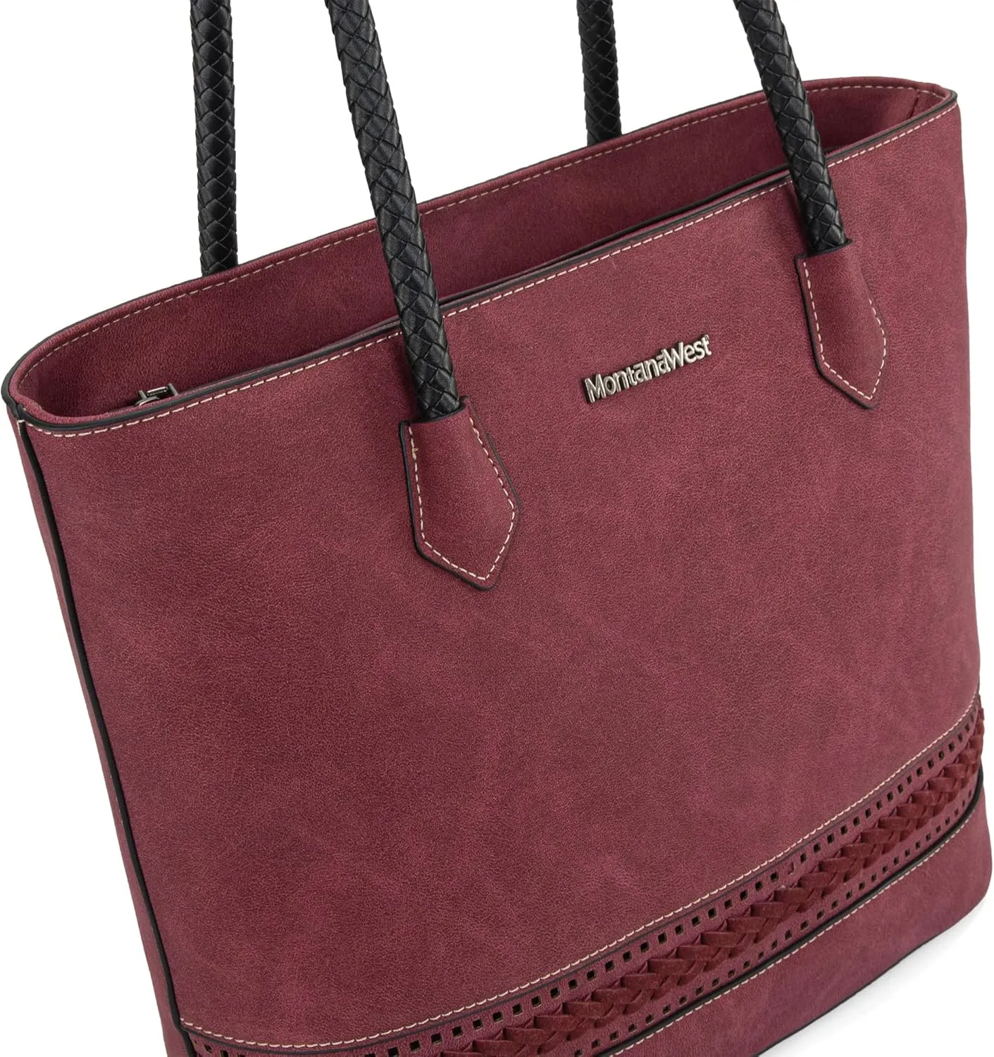 Montana West Woven Tote Bags for Women Medium Purses and Handbags with Concealed Carry Back Zipper Pocket