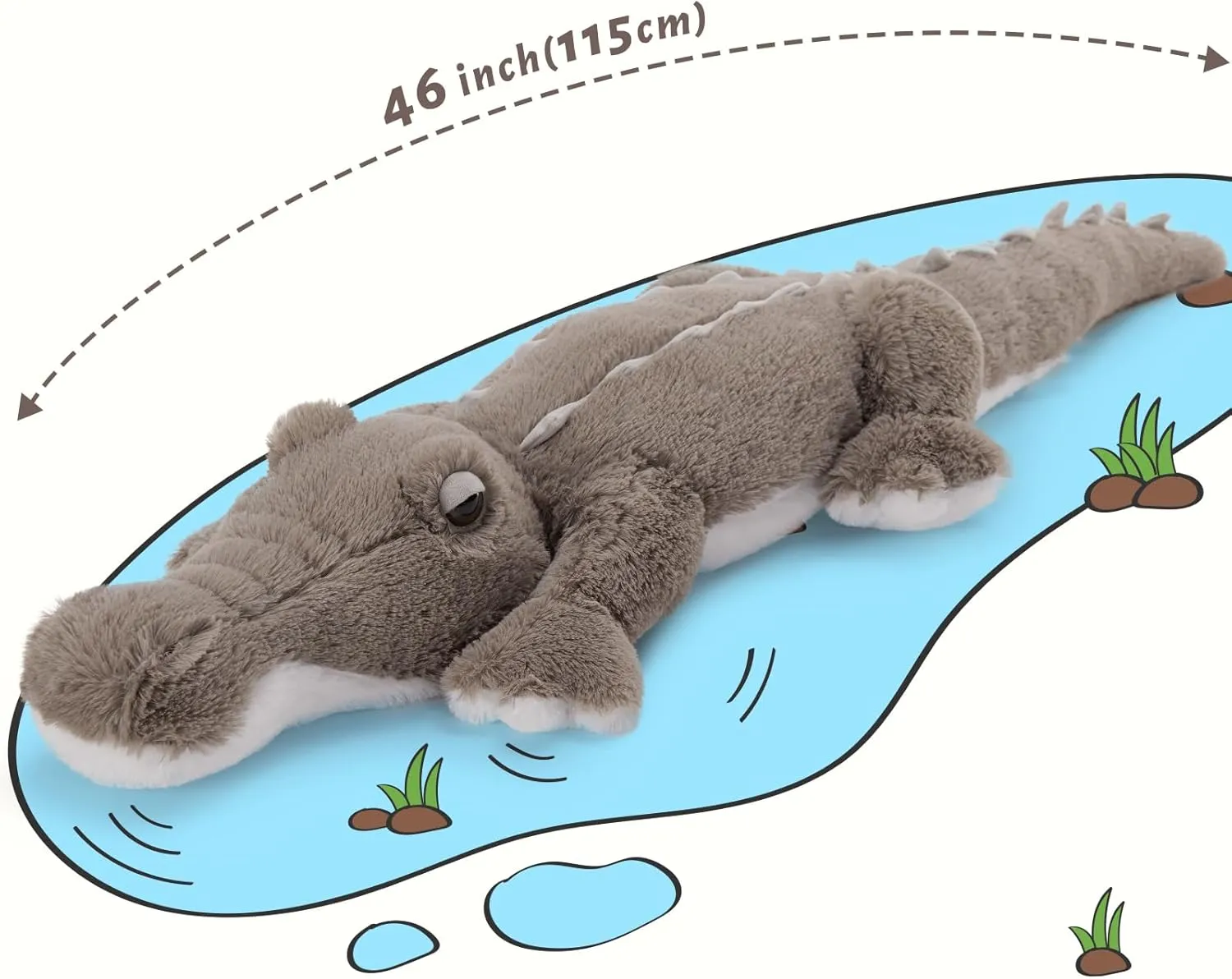 MorisMos Giant Alligator Stuffed Animal, 46" Soft Large Alligator Plush Toy, Big Stuffed Crocodile Gifts for Kids Boys Girls, 46inch