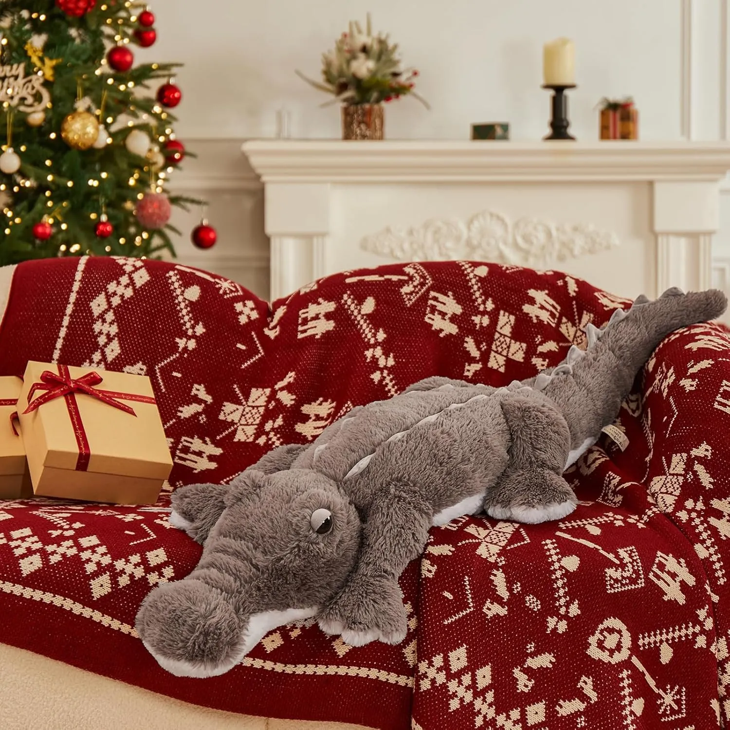 MorisMos Giant Alligator Stuffed Animal, 46" Soft Large Alligator Plush Toy, Big Stuffed Crocodile Gifts for Kids Boys Girls, 46inch