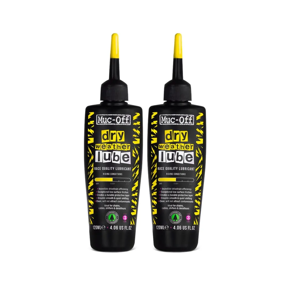 Muc-Off Dry Chain Lube 120 ml, 2pk – Biodegradable Bike Chain Lubricant, Bike Chain Oil of All Types – Formulated for Dry Climates