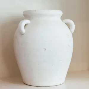 Mulberry Lane Co. White Vase - Antique Terracotta Vase for Pampas Grass, Pottery Barn-Inspired, Anthropologie Home Decor Style, Jarrones Decorativos para Sala, Boho Chic