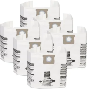 MULTI FIT Wet Dry Vacuum Bags VF2005TP General Dirt Dust Bags for Most 10 Gallon to 14 Gallon Shop Vac Branded Wet/Dry Vacuum Cleaners (6 Dust Collection Bags)