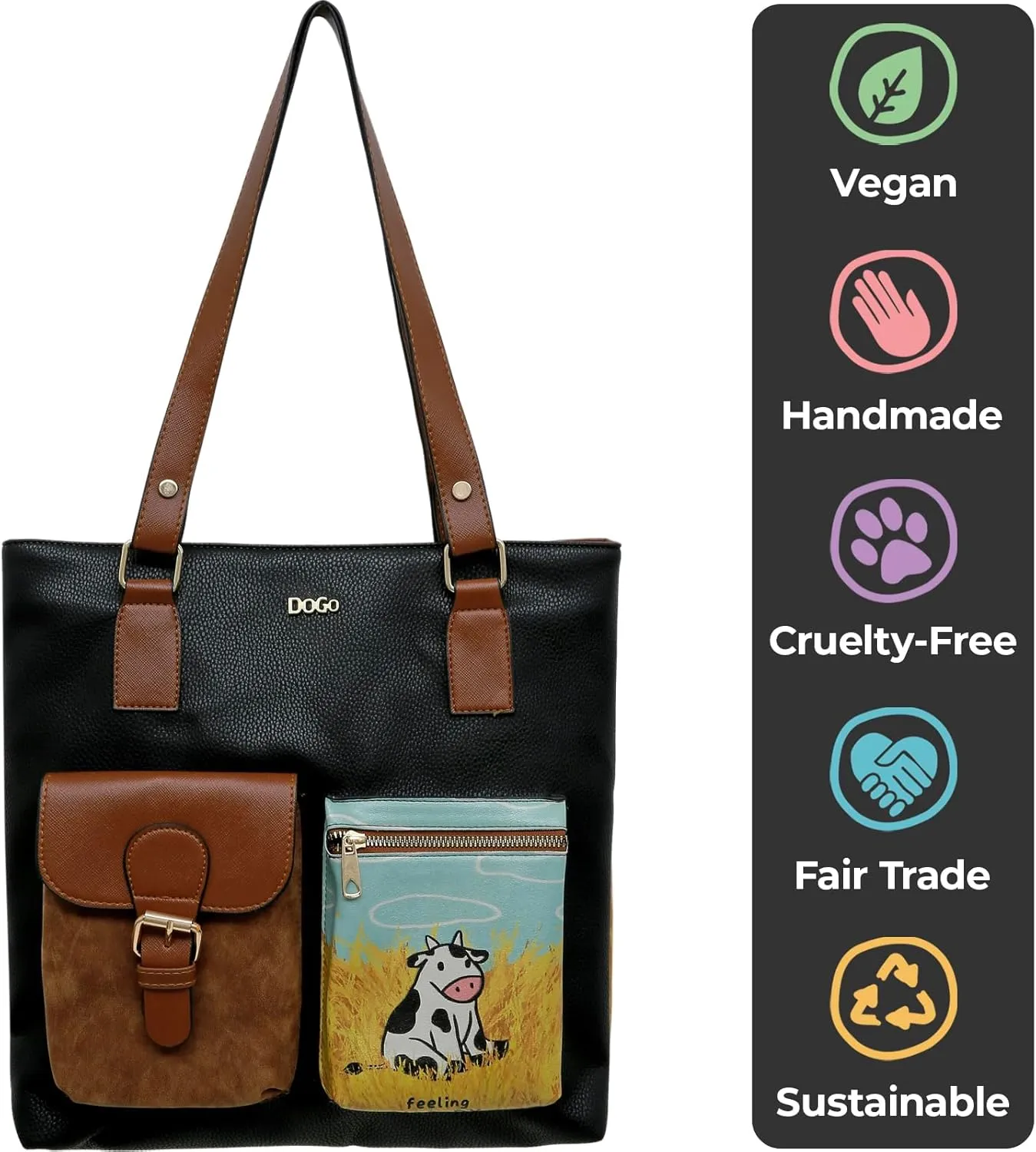 Multi Pocket Shoulder Bags for Women - Vegan Leather and Unique Design Handmade Womens Bags
