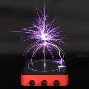 Music Tesla Coil Touchable Artificial Lightning Arc Generator Desktop Toy Divvlur Arc Plasma Wireless Transmission Science Teaching Experimental Modes TS10-MINI BK