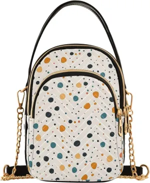 Muted Dots Motif Shoulder Handbag for Girls Stylish Crossbody Handbags with Detachable Chain Shoulder Strap