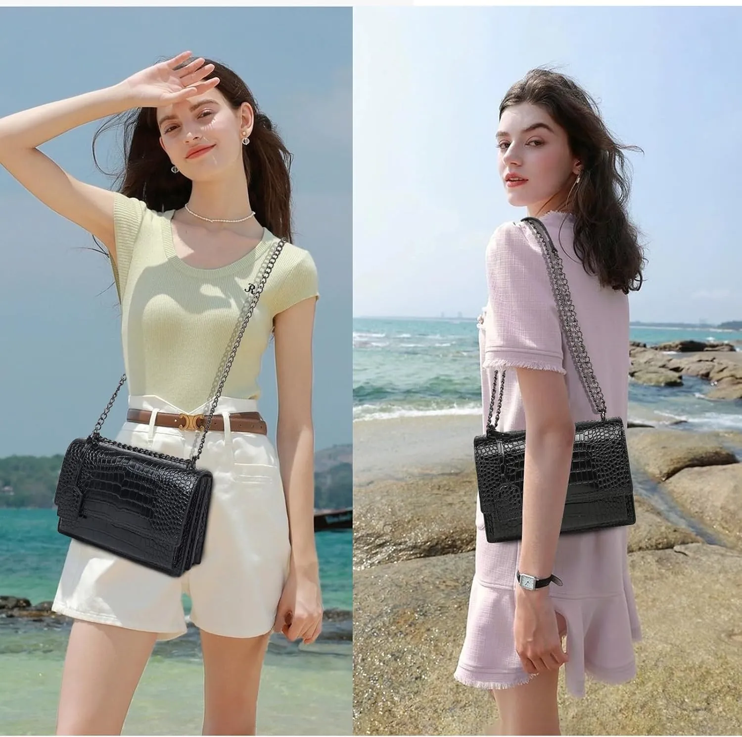 MYHOZEE Crossbody Bags for Women Snake Print Leather Cross Body Chian Purse Trendy Ladies Clutch Satchel