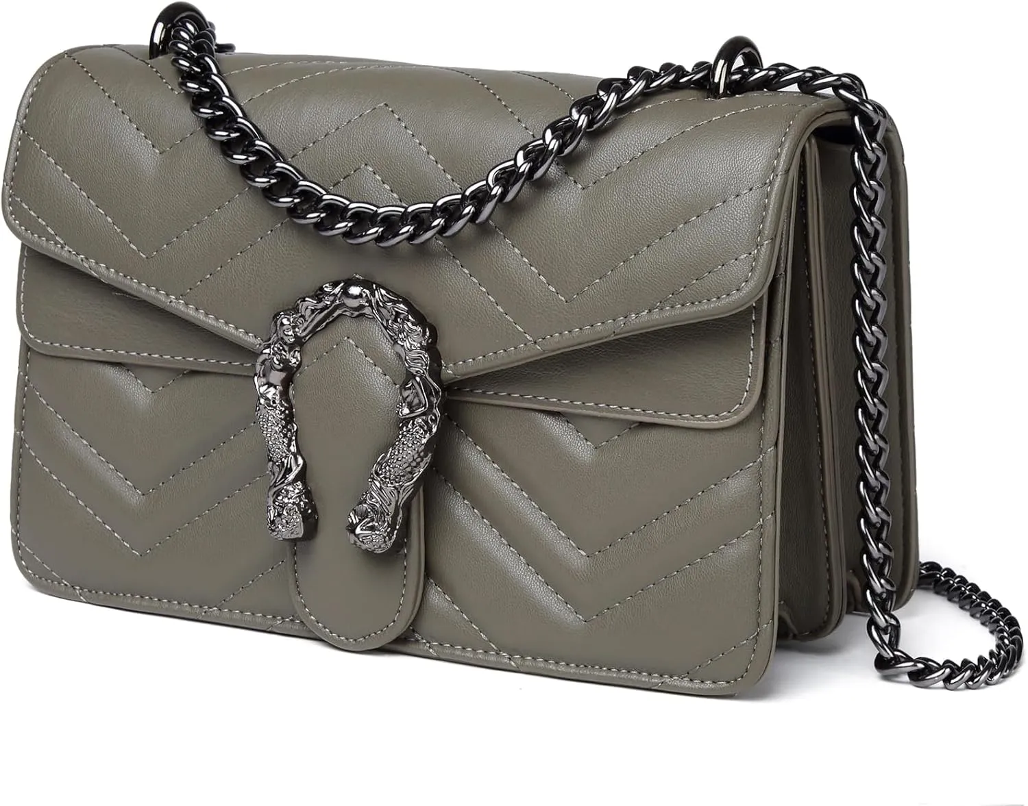 MYHOZEE Crossbody Bags for Women - Snake Printed Clutch Purses Leather Chain Shoulder Bags Evening Handbags