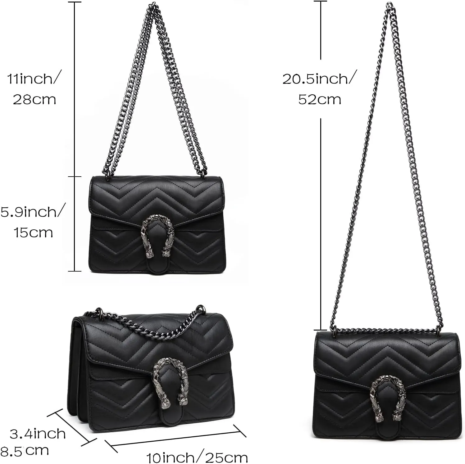 MYHOZEE Crossbody Bags for Women - Snake Printed Clutch Purses Leather Chain Shoulder Bags Evening Handbags