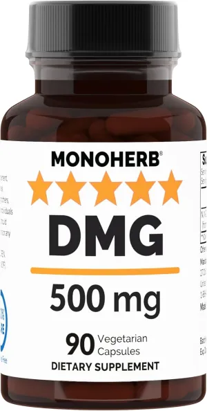 N-Dimethyl Glycine 500 mg - DMG Supplement - 90 Veg Capsules - 90 Servings