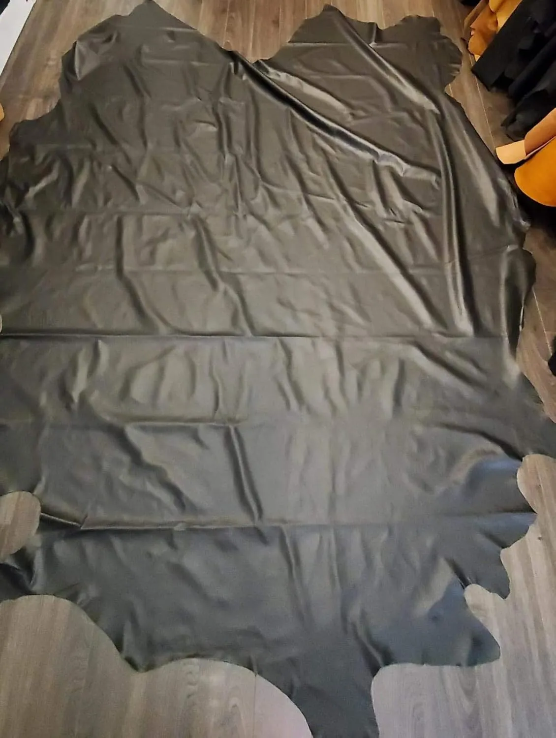 NAT Leathers Black Fullgrain Smooth Nappa Soft Upholstery Chap Cowhide 2.0 oz Genuine Leather Hide Skin 40 to 44 Square Feet (at Least 60"x 70") Produced in Italy (Black Smooth 42 sf)