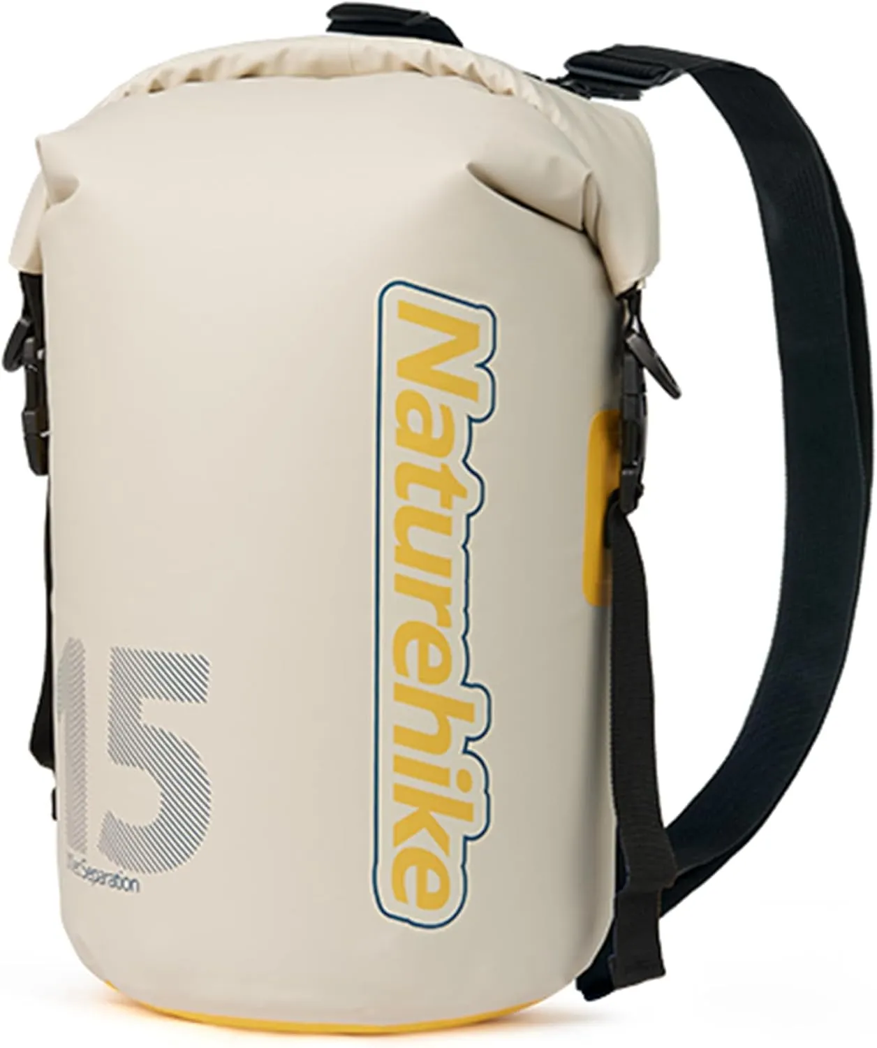 Naturehike PVC Floating Waterproof Dry Backpack, 10L/15L Waterproof Pouch with Wider Shoulder Straps, Roll Top Waterproof Backpack Sack for Travel, Swimming, Boating, Kayaking, Camping (White, 15L)