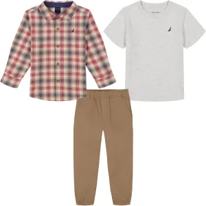 Nautica boys 3pc Woven Shirt/Tee/Woven Jogger Set