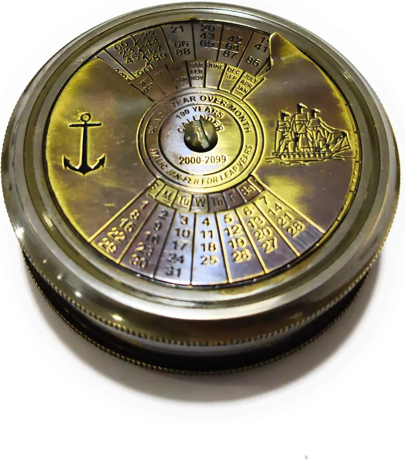 NauticalMart Nautical Brass 100 Years Calendar Pocket Compass with Robert Frost Poem