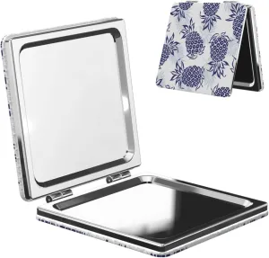 Navy Blue Pineapple Women Small Pocket Mirror Travel Cosmetic Mirror Folding Handheld Makeup Mirror