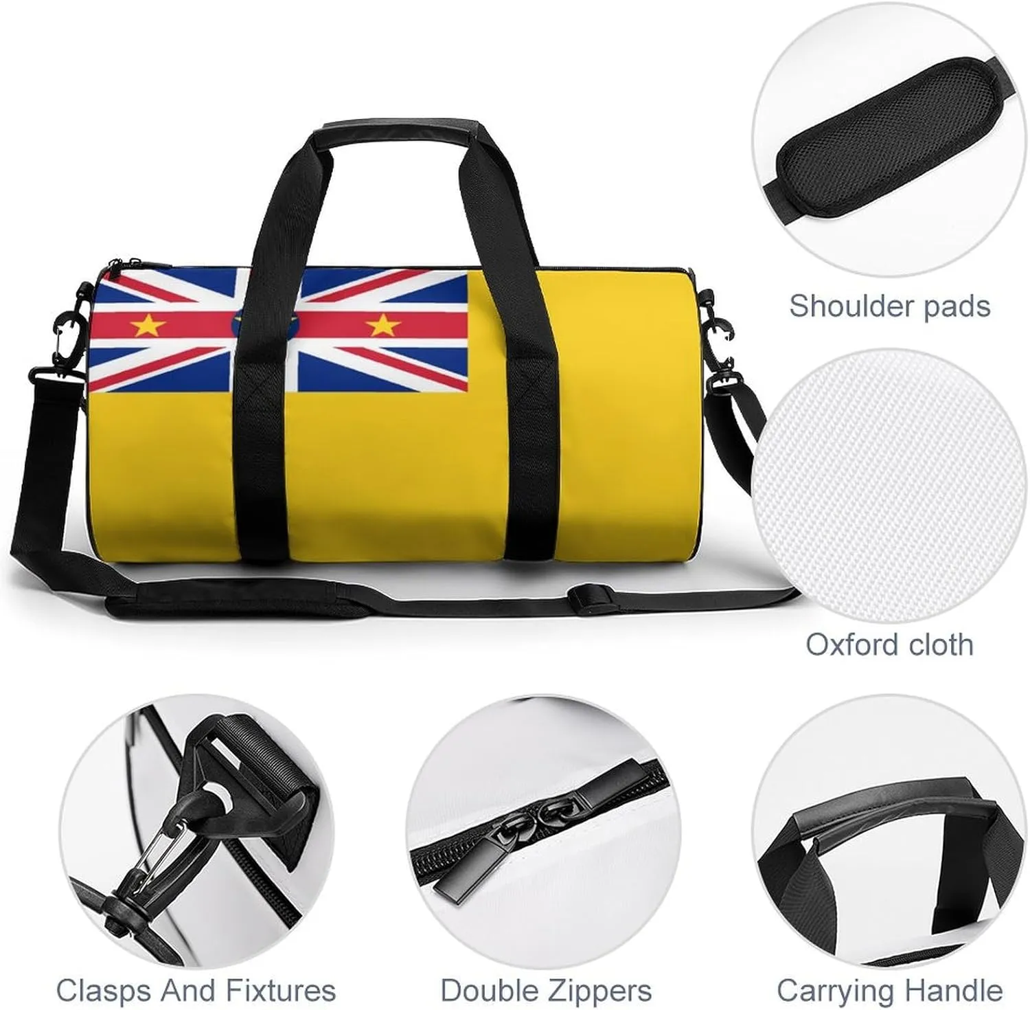 Niue Flag Gym Bag for Girls Boys Sports Duffel with Wet Pocket Travel Weekender