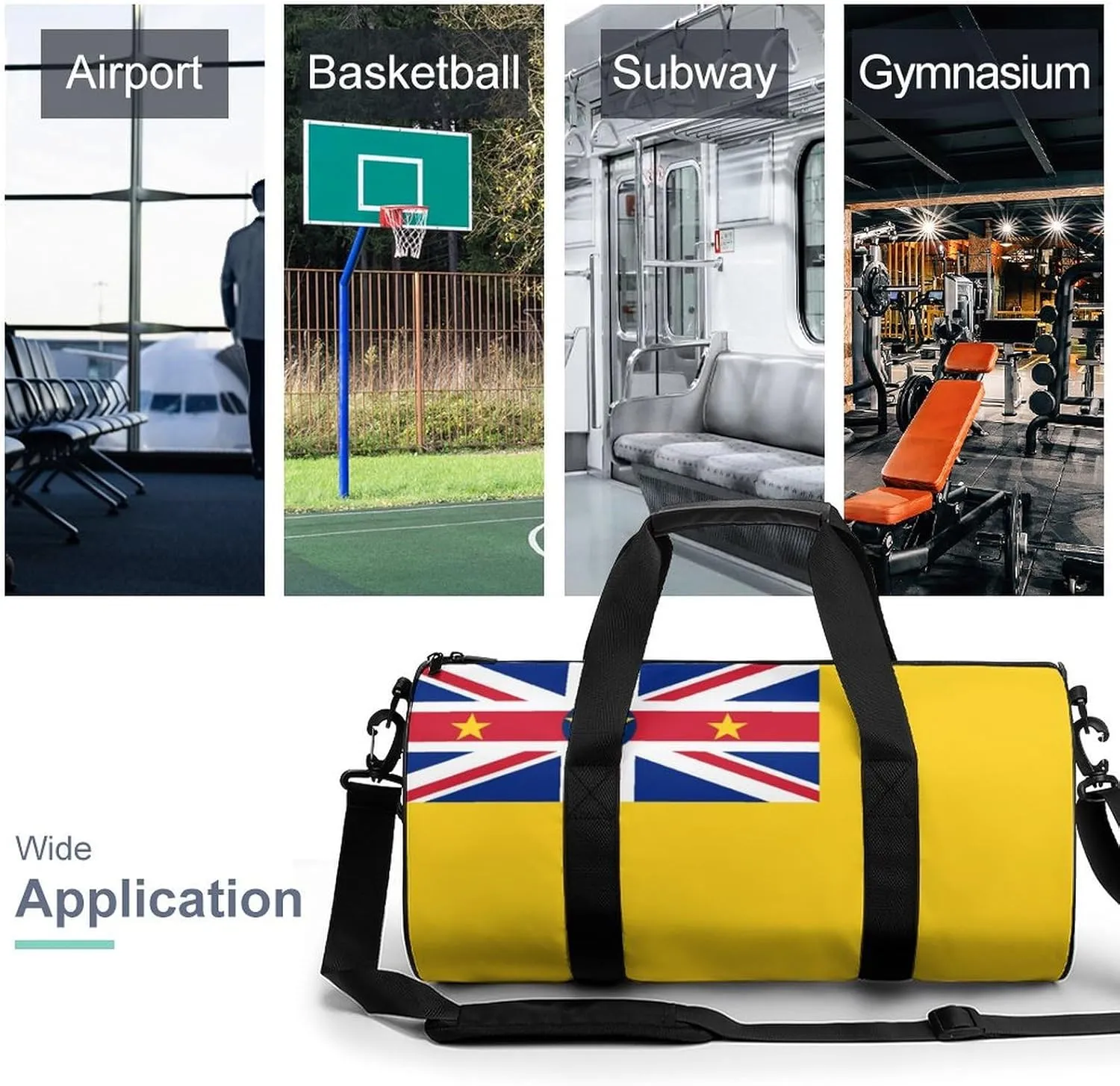 Niue Flag Gym Bag for Girls Boys Sports Duffel with Wet Pocket Travel Weekender