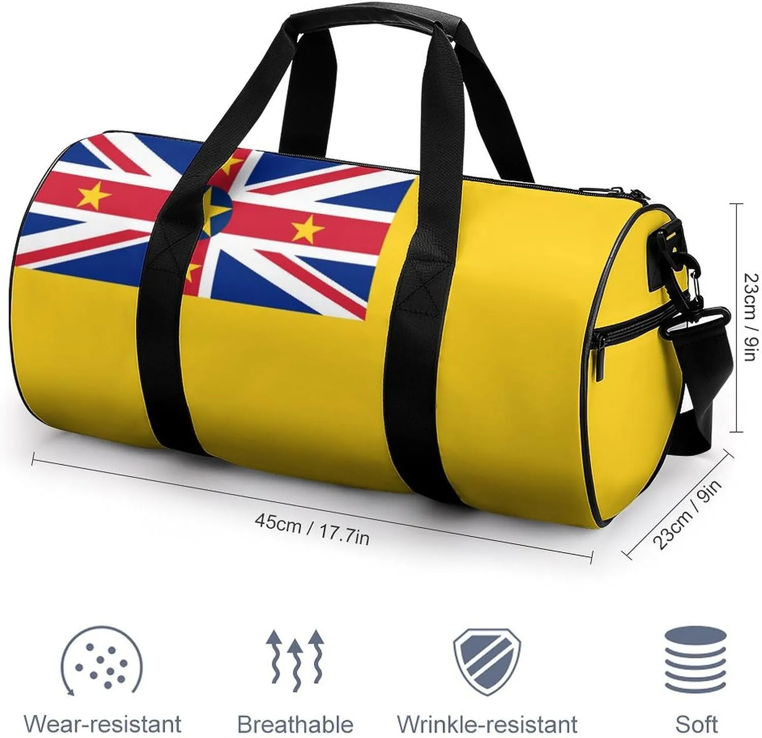 Niue Flag Gym Bag for Girls Boys Sports Duffel with Wet Pocket Travel Weekender