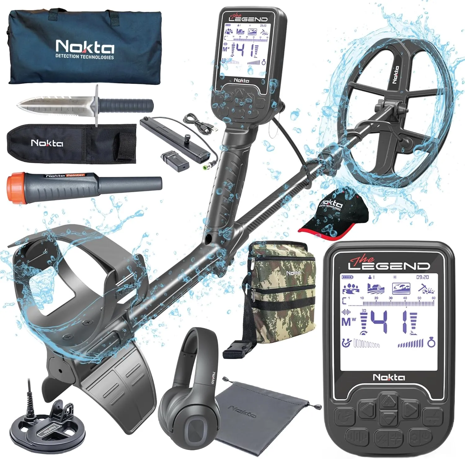 Nokta The Legend Pro Pack Metal Detector Kit Seasoned Hunter Pack (Pointer,Digger,Carrying Case,Cap) Professional Set for Adults Waterproof Rechargeable Multi-Frequency Detectors for Treasure Hunting