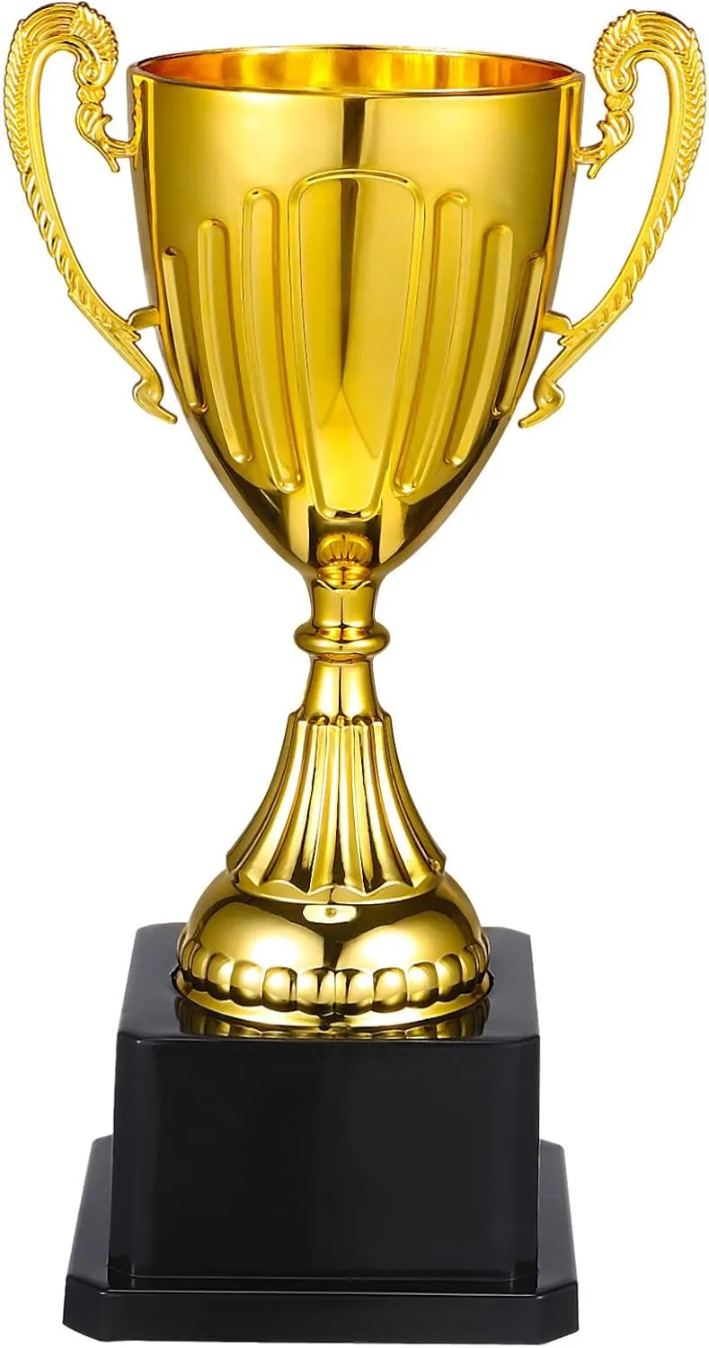 NOLITOY Award Trophies Golden Cup, 7.4 Inch Plastic Trophy Cup with Base for Sports Tournaments Competitions Achievement Recognitions