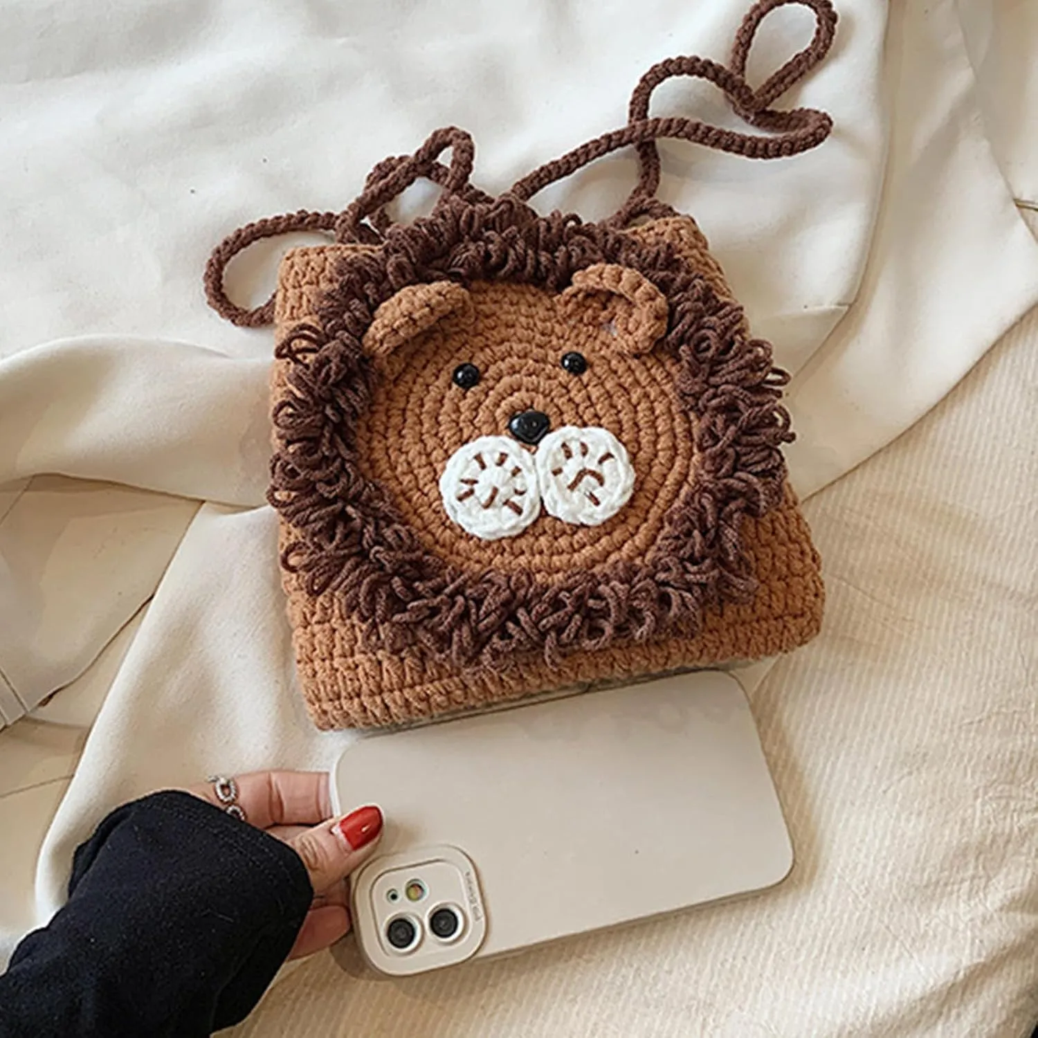 Novelty Hand-Crochet Crossbody Bag, Mini Cute Kawaii Knitted Shoulder Bag, Handwoven Crochet Handbags