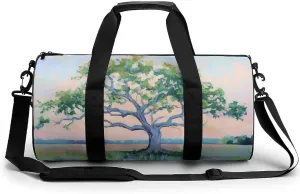 Oak Tree Travel Gym Bag for Women Men Cylindrical Duffle Bag Sport Workout Bag with Shoulder Strap