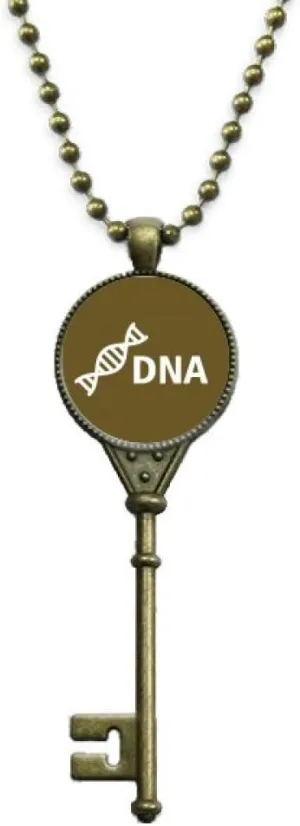 OFFbb-USA Gene Double Helix Structure Life Key Necklace Pendant Tray Embellished Chain