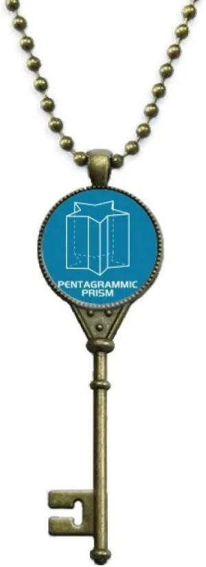 OFFbb-USA Mathematical Geometric Space Pantagrammic Prism Key Necklace Pendant Tray Embellished Chain