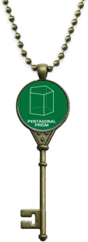 OFFbb-USA Mathematical Geometric Space Pentagonal Prism Key Necklace Pendant Tray Embellished Chain