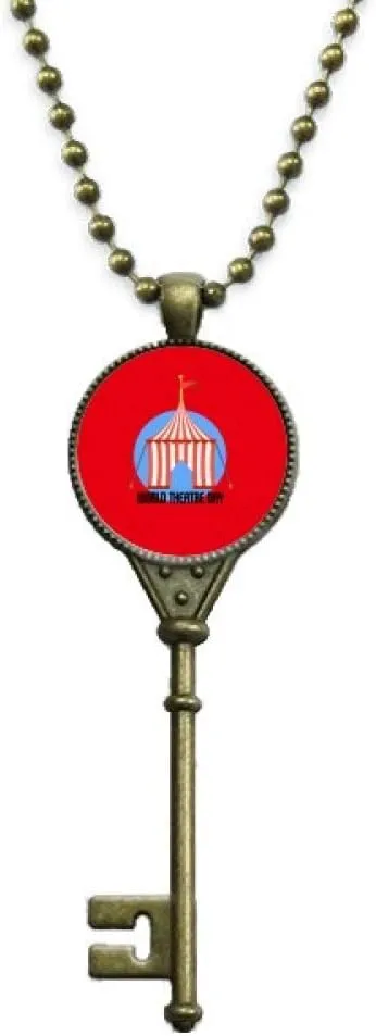 OFFbb-USA Memorial Anniversary Theatre Cultural Heritage Key Necklace Pendant Tray Embellished Chain