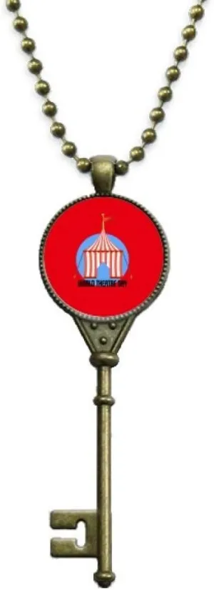 OFFbb-USA Memorial Anniversary Theatre Cultural Heritage Key Necklace Pendant Tray Embellished Chain
