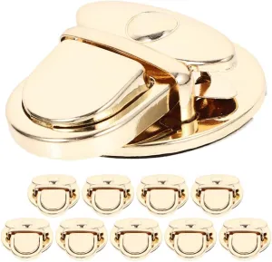 OHPHCALL 10Pcs Tuck Lock Clasp Catch Purse Thumb Lock Purse Buckle Fasteners Wallet Buckle Purse Metal Clasp Locks for DIY Craft Handbag Shoulder Bags Making Gold