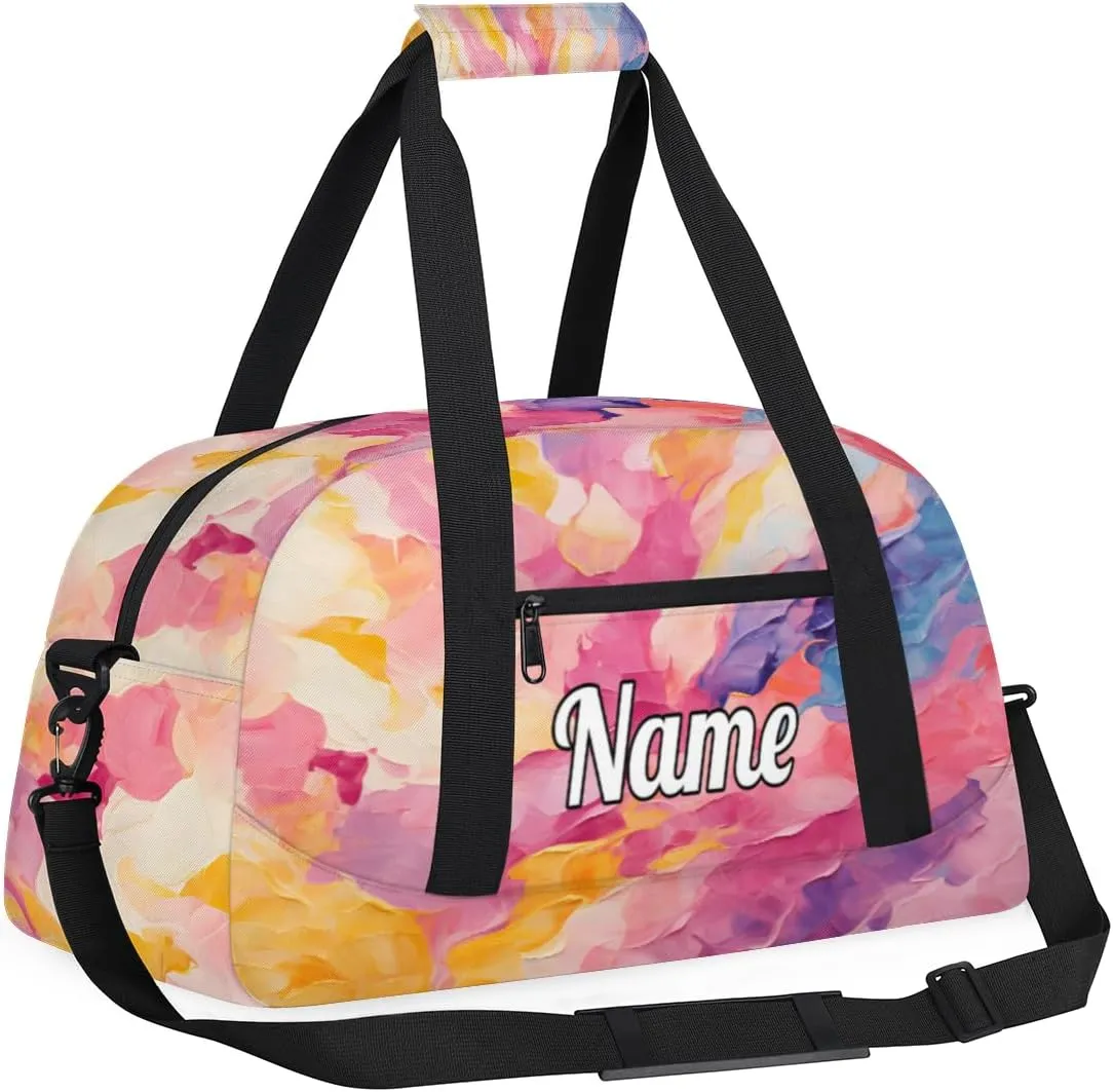 Oil Painting Personalized Kids Gym Bag Custom Dance Bag with Name Sport Duffel Bag for Girls Boys Weekender Overnight Travel Bag
