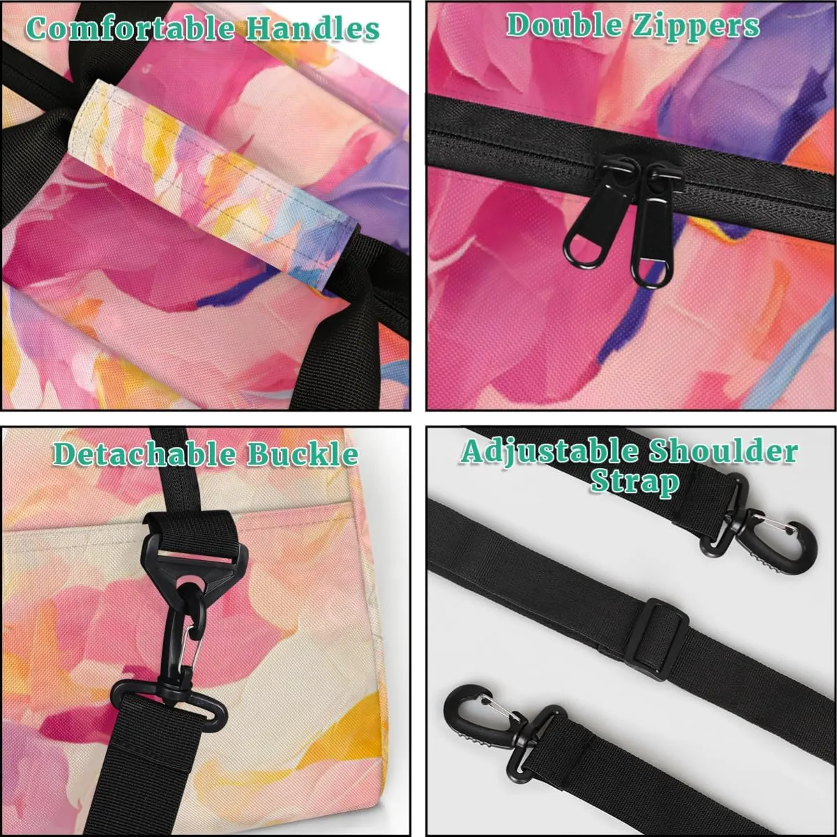 Oil Painting Personalized Kids Gym Bag Custom Dance Bag with Name Sport Duffel Bag for Girls Boys Weekender Overnight Travel Bag