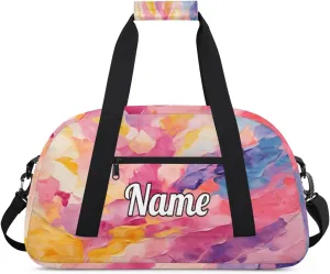 Oil Painting Personalized Kids Gym Bag Custom Dance Bag with Name Sport Duffel Bag for Girls Boys Weekender Overnight Travel Bag