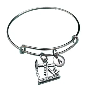 Oil rig bangle, oil rig charm bracelet, expandable bangle, charm bangle, personalized bracelet, initial bracelet, monogram