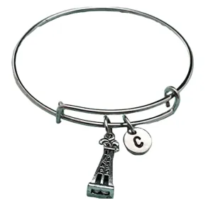 Oil rig bangle, oil rig charm bracelet, expandable bangle, charm bangle, personalized bracelet, initial bracelet, monogram