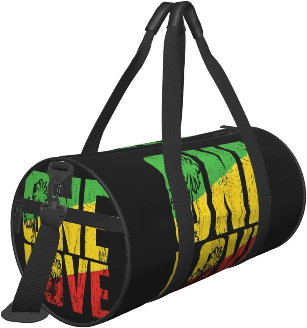 One Loves Jamaica Rasta Reggae Musics Caribbean Round Travel Duffel Bag Large Capacity Gym Sports Bags for Hiking Vacation Trips