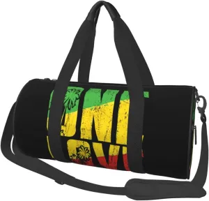 One Loves Jamaica Rasta Reggae Musics Caribbean Round Travel Duffel Bag Large Capacity Gym Sports Bags for Hiking Vacation Trips