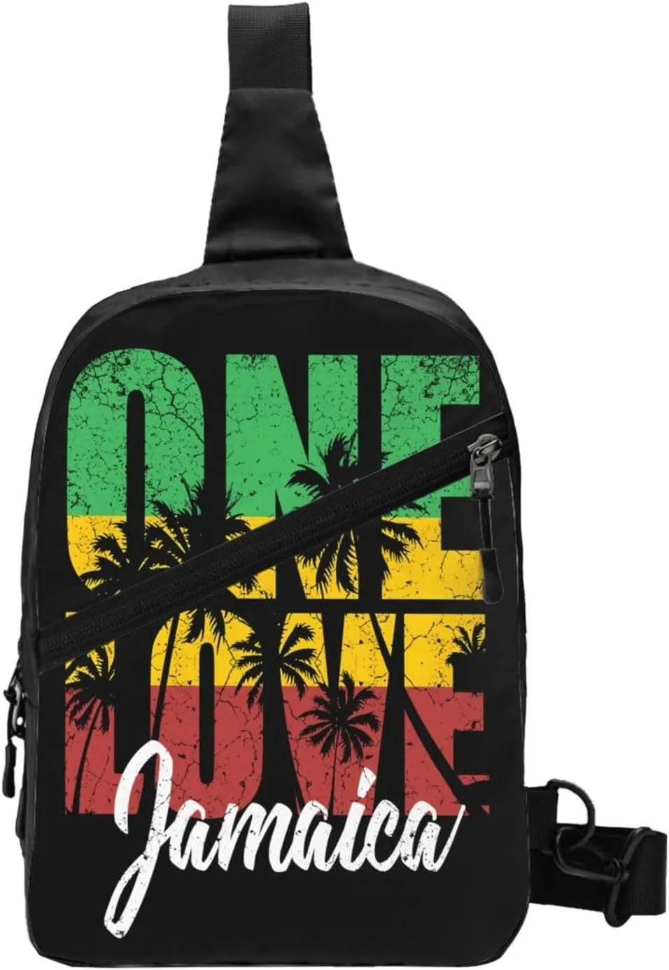 One Loves Jamaican Rasta Reggae Palm Trees Portable Sling Bags Packable Crossbody Bag Foldable Sport Daypack Reusable Shoulder Backpack Diagonally Chest Bag for Workout Travel