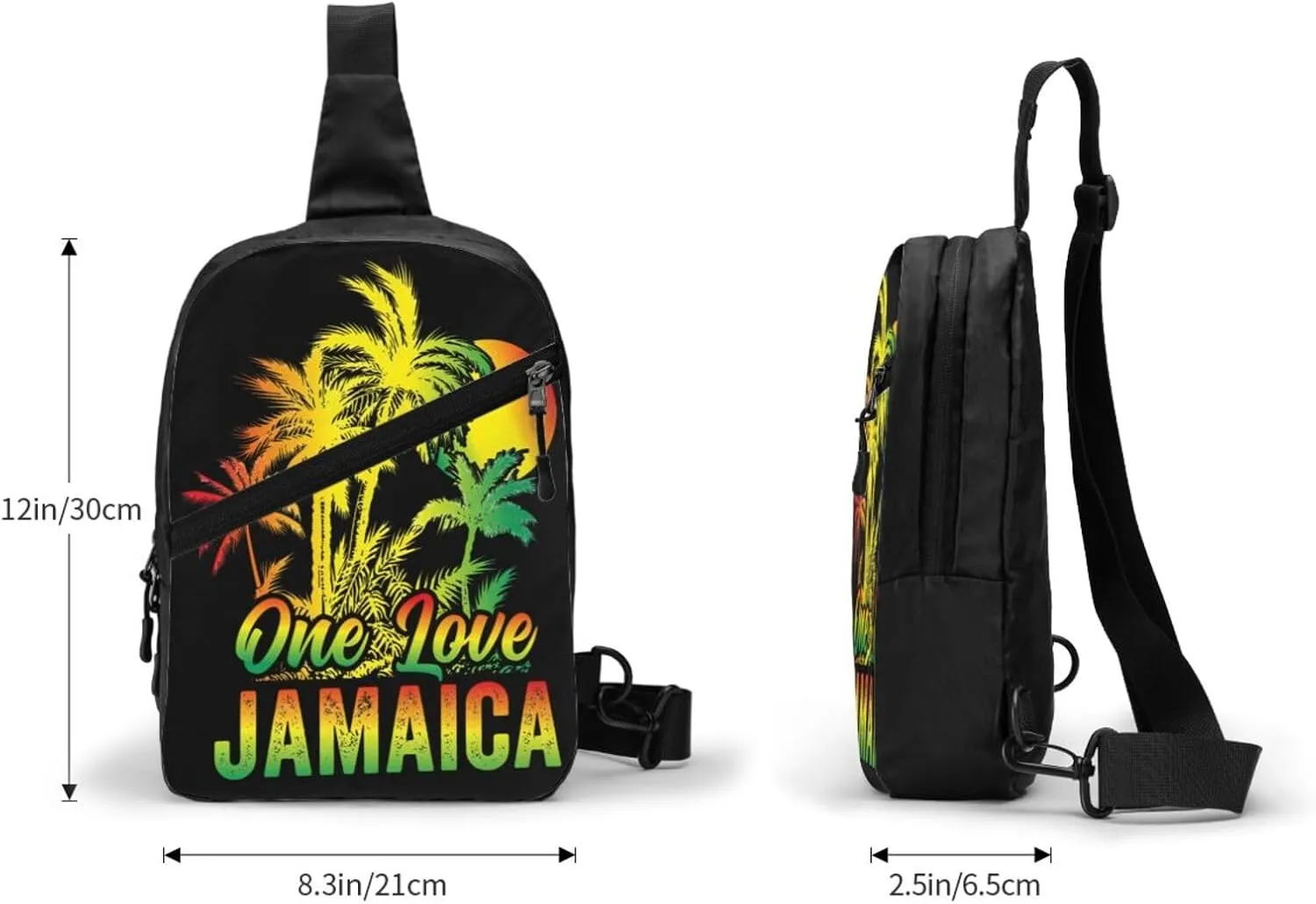 One Loves Jamaican Rasta Reggae Palm Trees Portable Sling Bags Packable Crossbody Bag Foldable Sport Daypack Reusable Shoulder Backpack Diagonally Chest Bag for Workout Travel