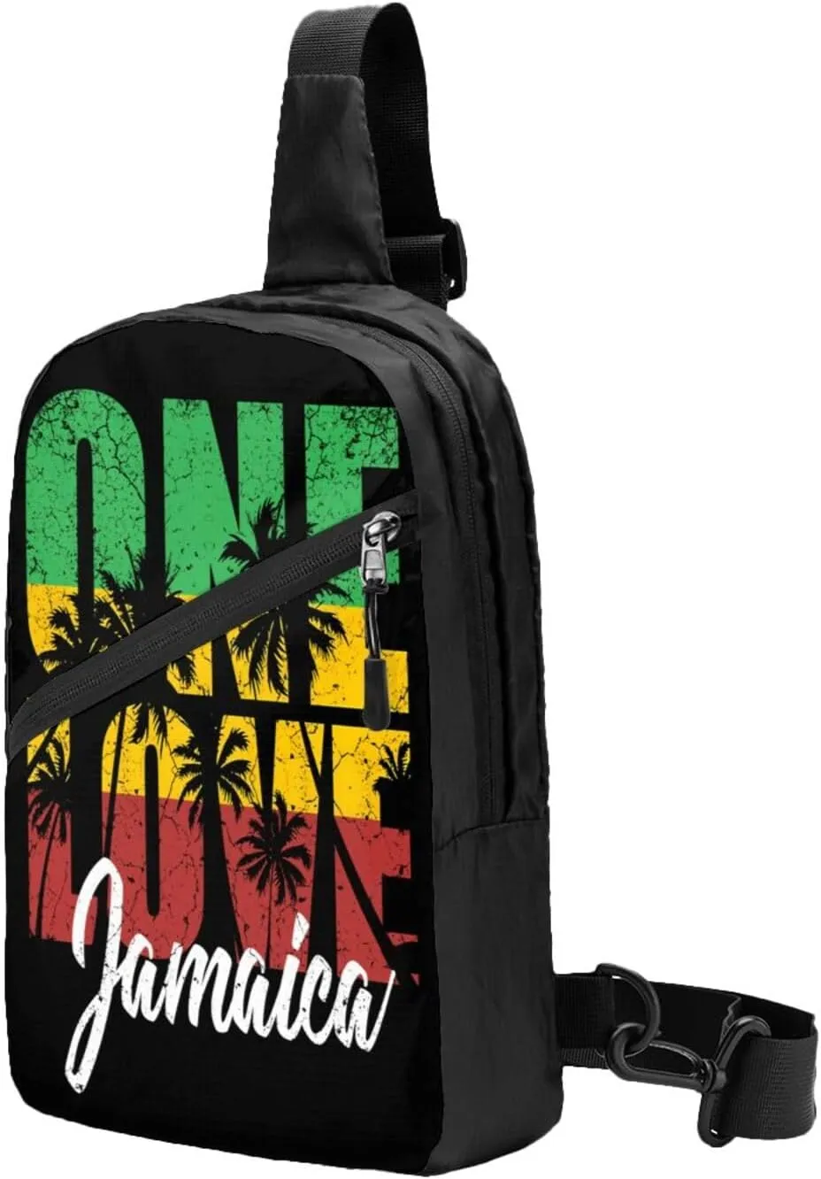 One Loves Jamaican Rasta Reggae Palm Trees Portable Sling Bags Packable Crossbody Bag Foldable Sport Daypack Reusable Shoulder Backpack Diagonally Chest Bag for Workout Travel