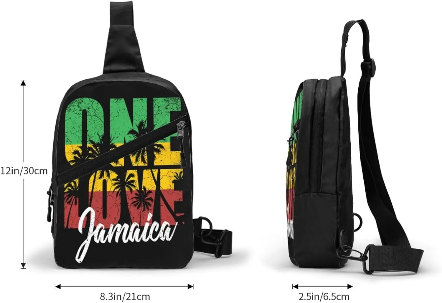 One Loves Jamaican Rasta Reggae Palm Trees Portable Sling Bags Packable Crossbody Bag Foldable Sport Daypack Reusable Shoulder Backpack Diagonally Chest Bag for Workout Travel
