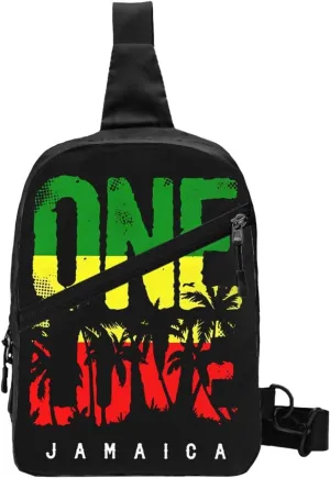 One Loves Jamaican Rasta Reggae Portable Sling Bags Packable Crossbody Bag Foldable Sport Daypack Reusable Shoulder Backpack Diagonally Chest Bag for Workout Travel