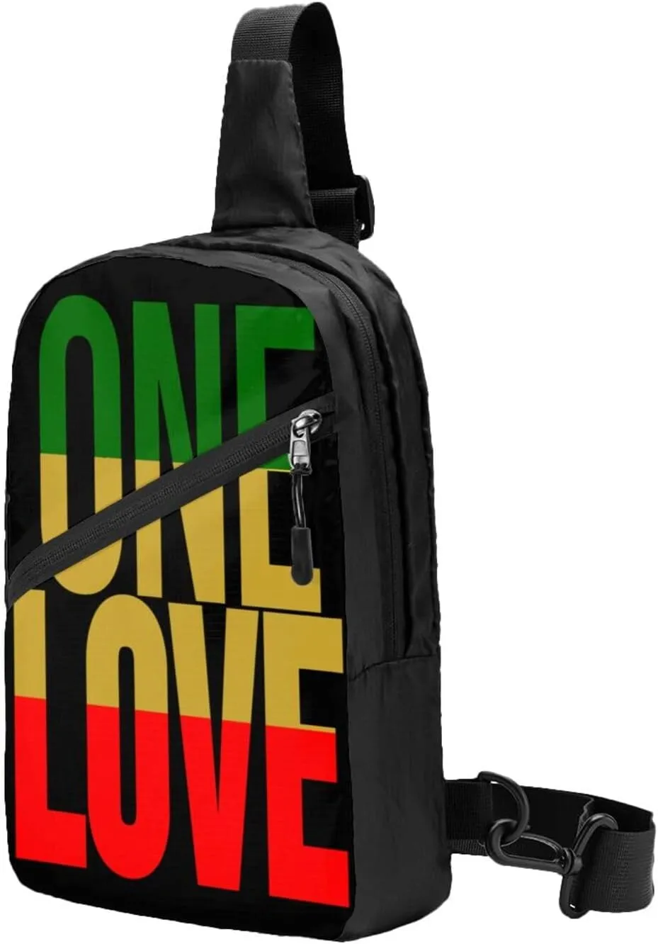 One Loves Jamaican Rasta Reggae Portable Sling Bags Packable Crossbody Bag Foldable Sport Daypack Reusable Shoulder Backpack Diagonally Chest Bag for Workout Travel