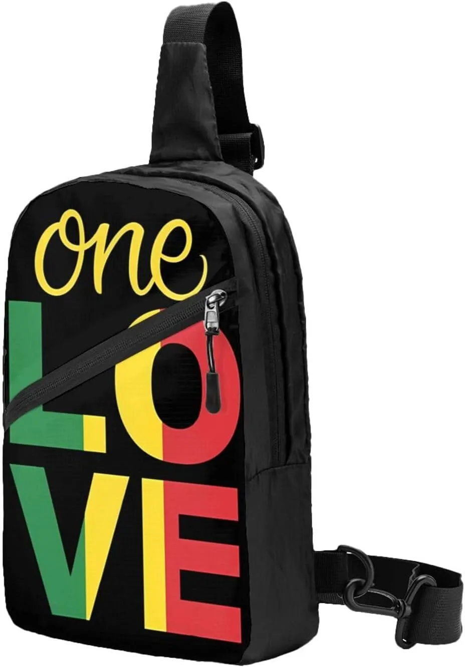 One Loves Jamaican Rasta Reggae Portable Sling Bags Packable Crossbody Bag Foldable Sport Daypack Reusable Shoulder Backpack Diagonally Chest Bag for Workout Travel