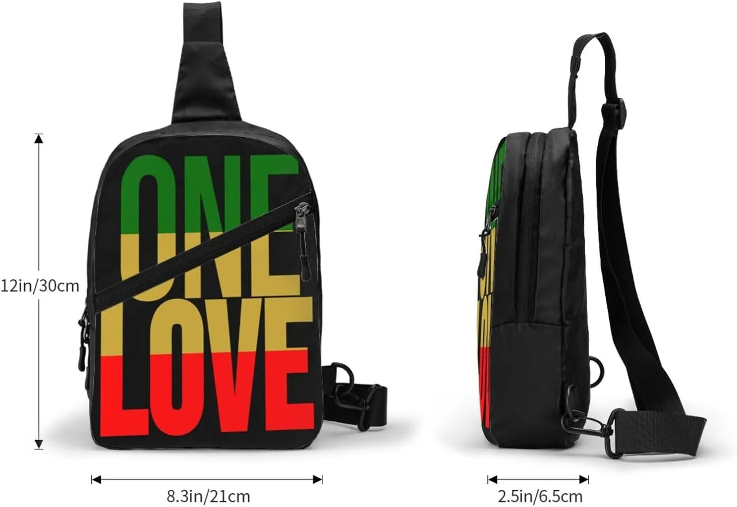 One Loves Jamaican Rasta Reggae Portable Sling Bags Packable Crossbody Bag Foldable Sport Daypack Reusable Shoulder Backpack Diagonally Chest Bag for Workout Travel