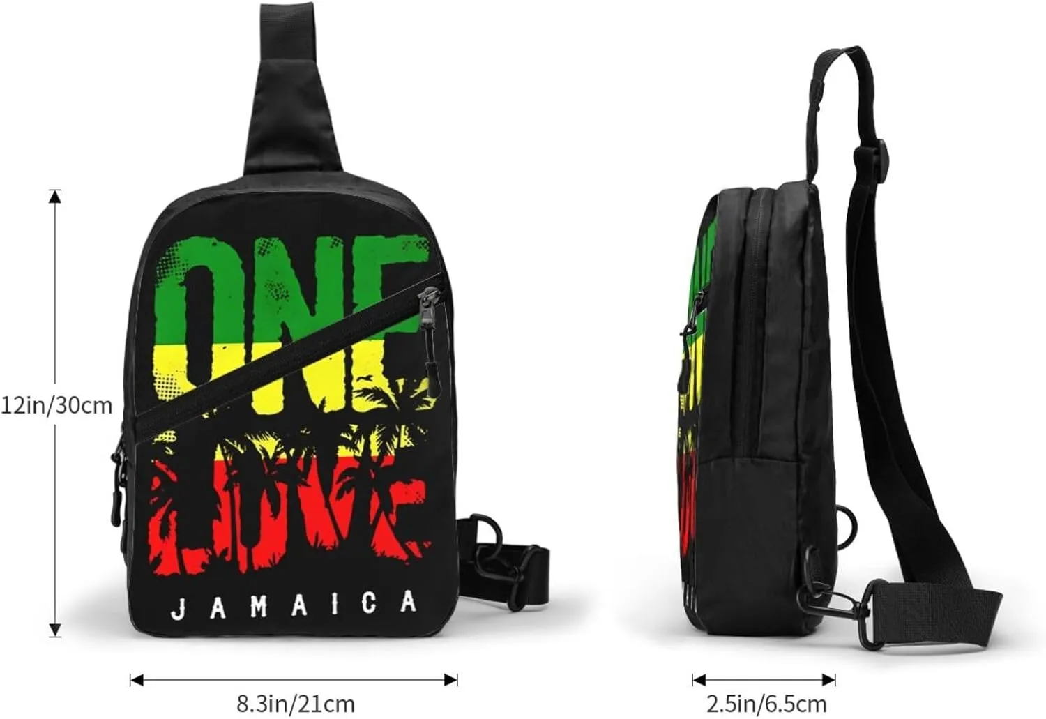One Loves Jamaican Rasta Reggae Portable Sling Bags Packable Crossbody Bag Foldable Sport Daypack Reusable Shoulder Backpack Diagonally Chest Bag for Workout Travel